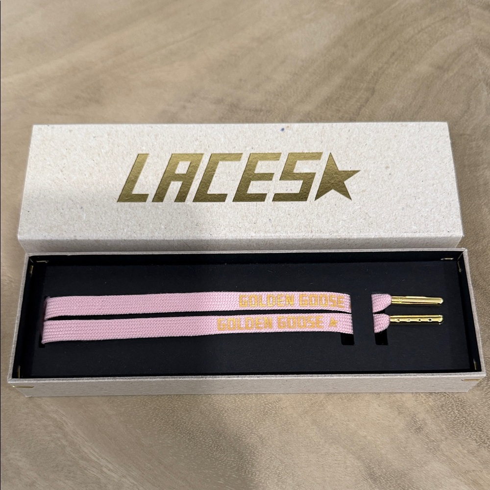 Golden Goose Pink Laces with Gold Tips